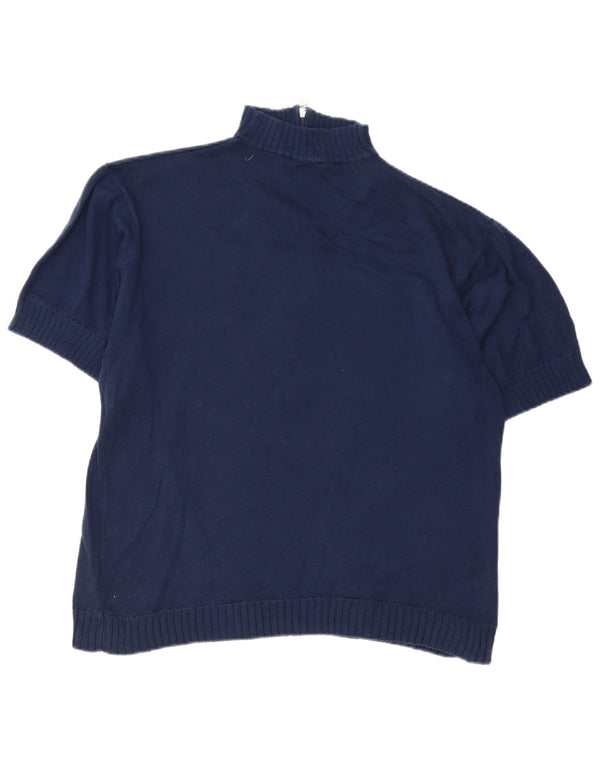NIKE Mens Zip Neck Jumper Sweater UK 42/44 Large Navy Blue Striped