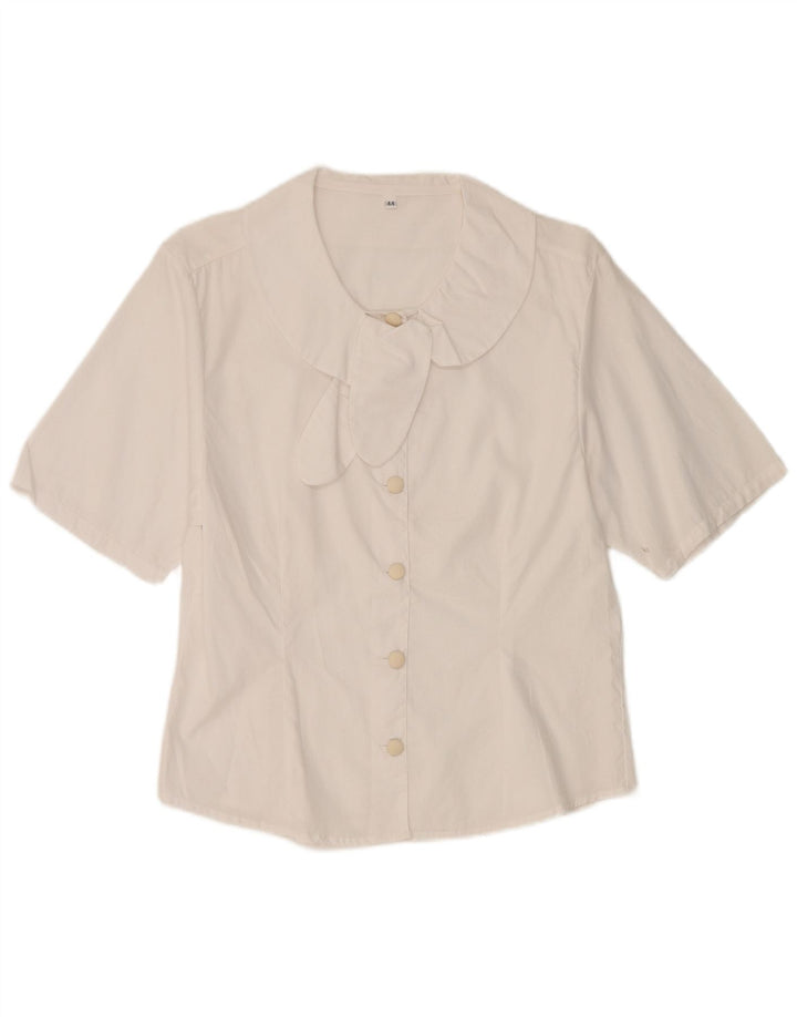 Vintage Womens Short Sleeve Shirt Blouse UK 12 Medium White