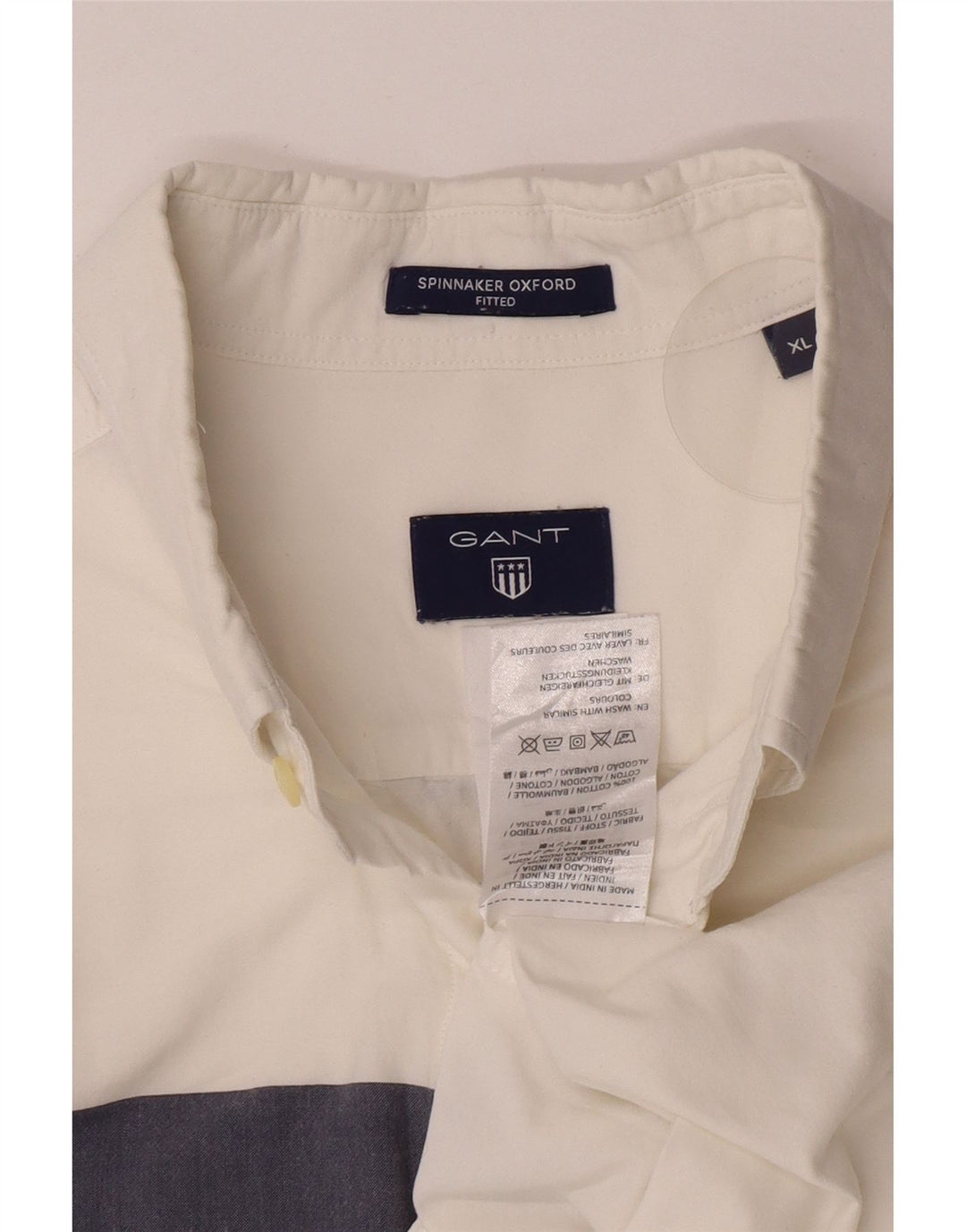 Gant Mens Fitted Shirt XL White Striped Cotton