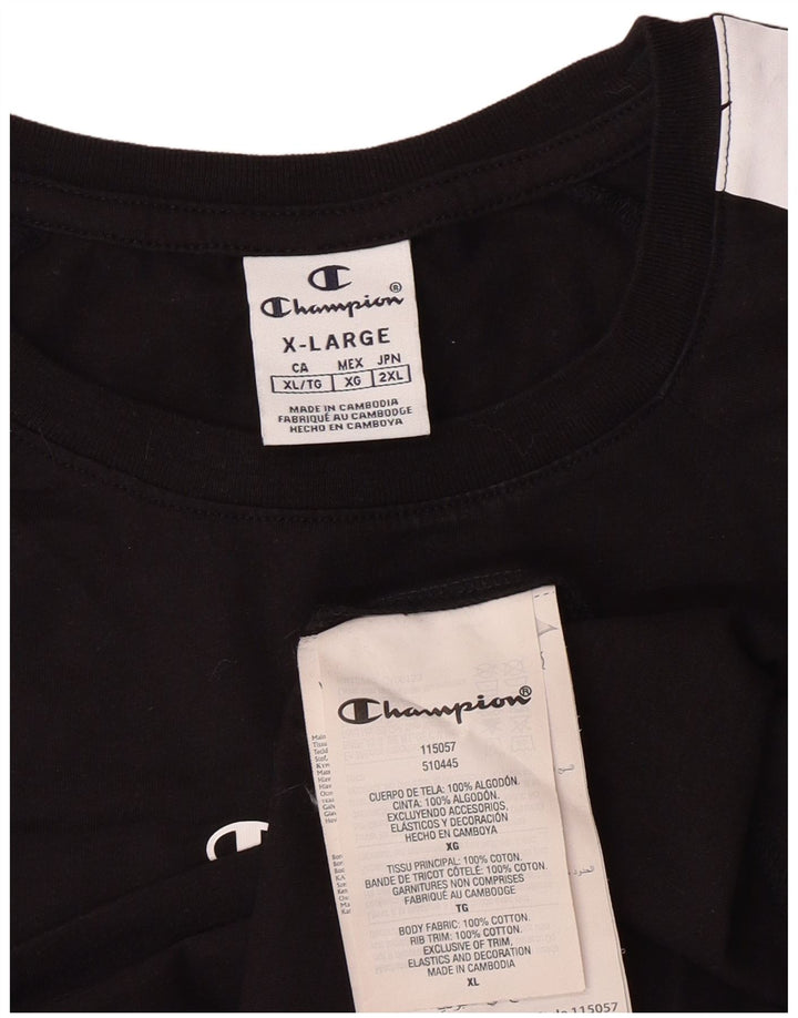 Champion Womens Graphic T-Shirt Top XL Black Cotton