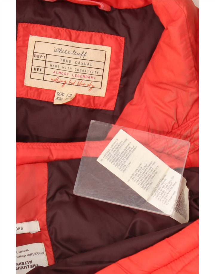 WHITE STUFF Womens Padded Jacket UK 12 Medium Red Nylon