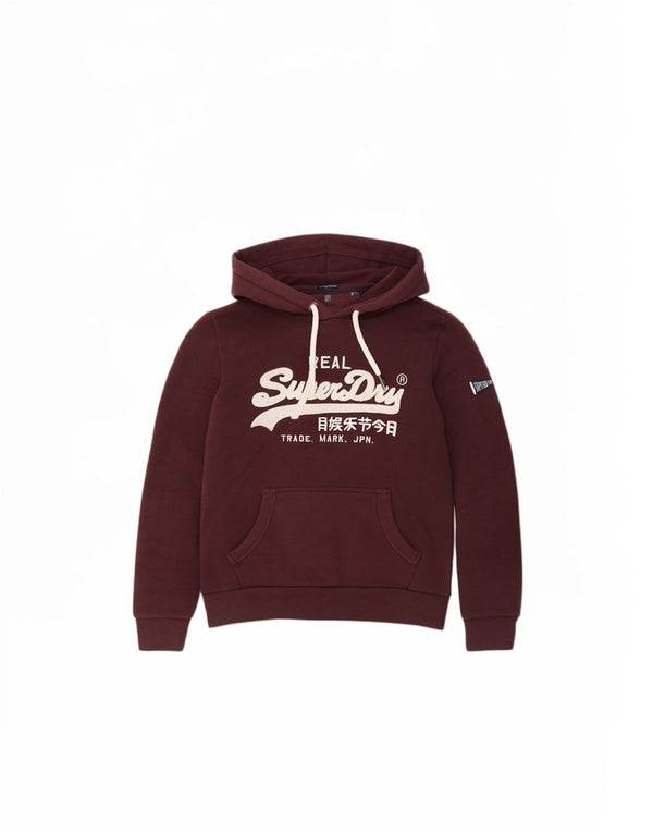 Superdry Womens Graphic Hoodie Jumper UK 10 Small Burgundy Cotton