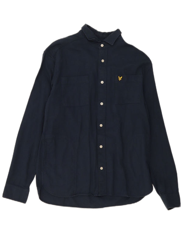Lyle & Scott Mens Shirt Small Navy Blue Cotton