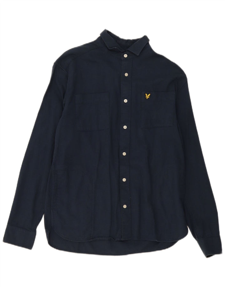 Lyle & Scott Mens Shirt Small Navy Blue Cotton