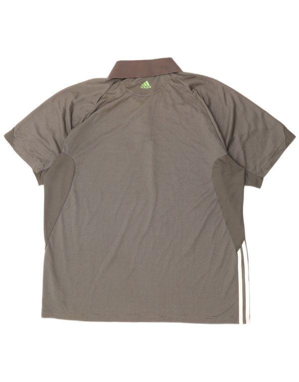 ADIDAS Mens Rolando Carros Polo Shirt XL Grey Pinstripe