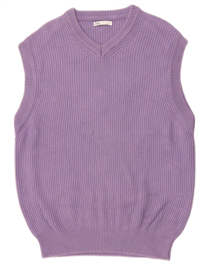 Zara Mens Vest Tank Top Medium Purple Cotton