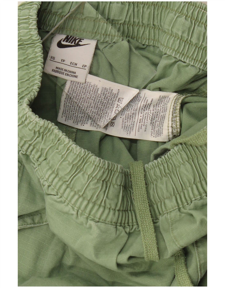 NIKE Womens Sport Shorts UK 6 XS Green Cotton