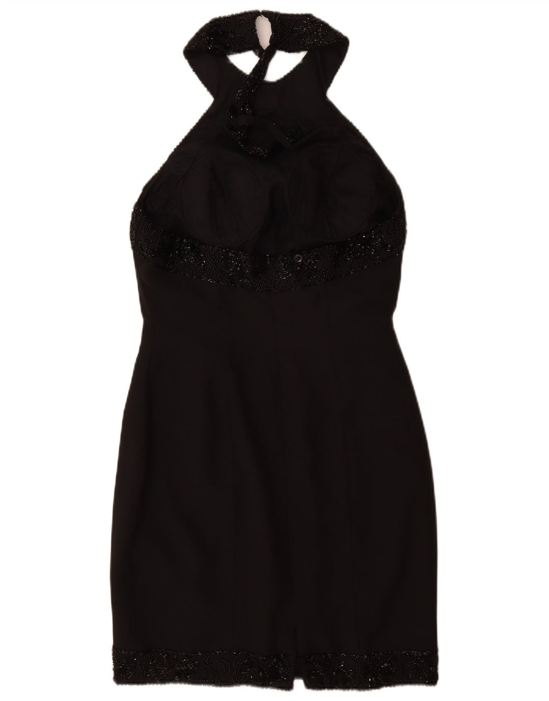 VINTAGE Womens Halter Dress UK 12 Medium Black