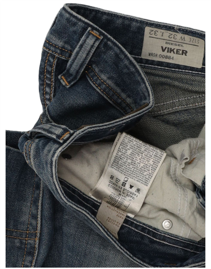 Diesel Mens Viker Distressed Straight Jeans W32 L32 Blue Cotton