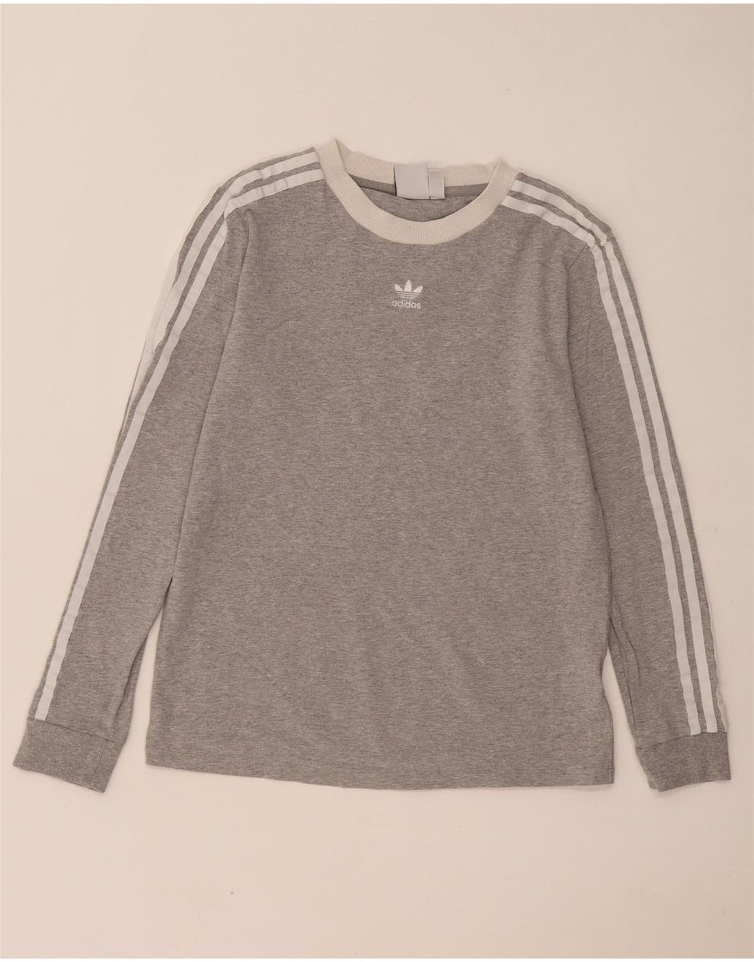 Adidas Womens Top Long Sleeve UK 12 Medium  Grey Cotton