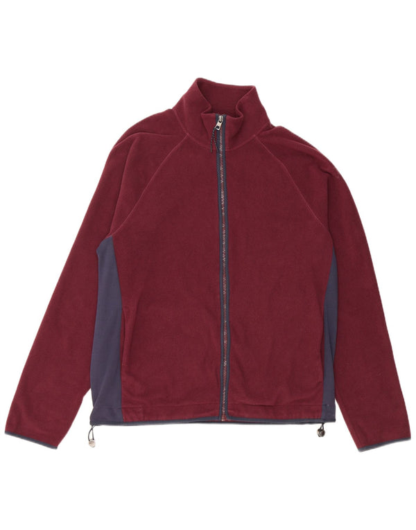MICHAEL KORS Mens Fleece Jacket UK 40 Large Burgundy Colourblock Polyester