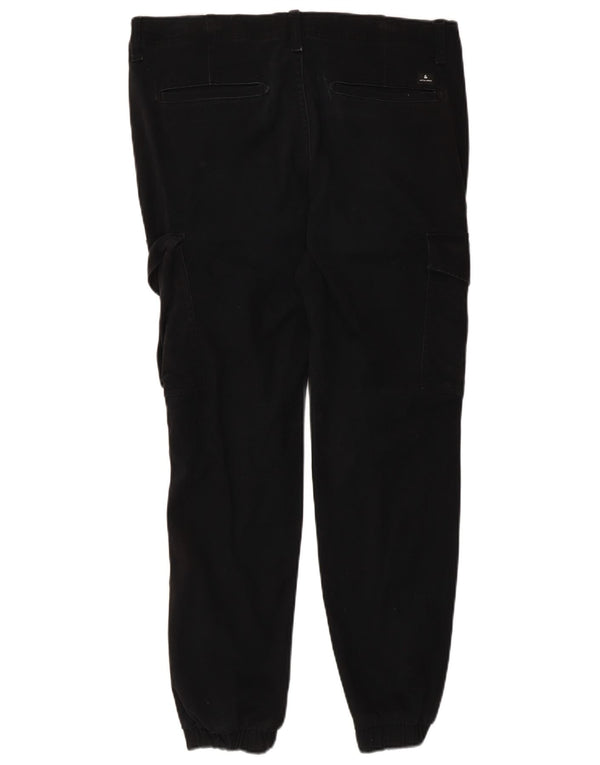 JACK & JONES Mens Joggers Cargo Trousers W32 L28 Black Cotton
