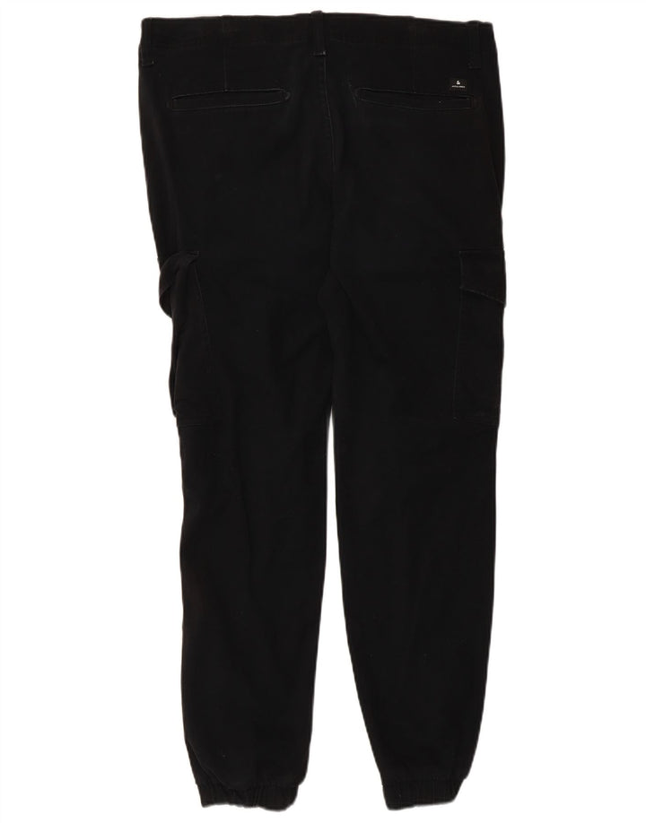 JACK & JONES Mens Joggers Cargo Trousers W32 L28 Black Cotton