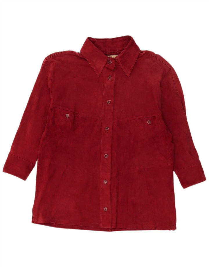MAX HARDER Womens Overshirt Suede Shirt UK 18 XL Red