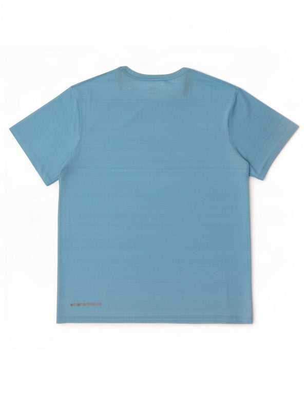 Nike Mens Dri Fit T-Shirt Top Large Blue Pinstripe Polyester