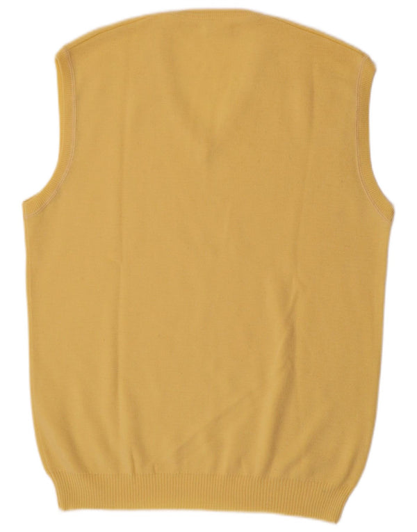 Vintage Mens Vest Tank Top Medium Yellow