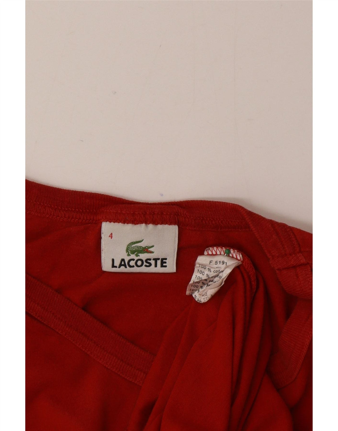 Lacoste Mens T-Shirt Top Size 4 Medium Red Cotton