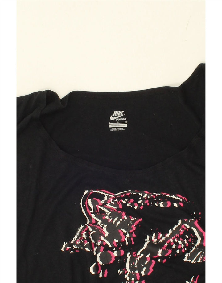 NIKE Womens Graphic T-Shirt Top UK 16 Large Black Polyester Vintage Nike and Second-Hand Nike from Messina Hembry 