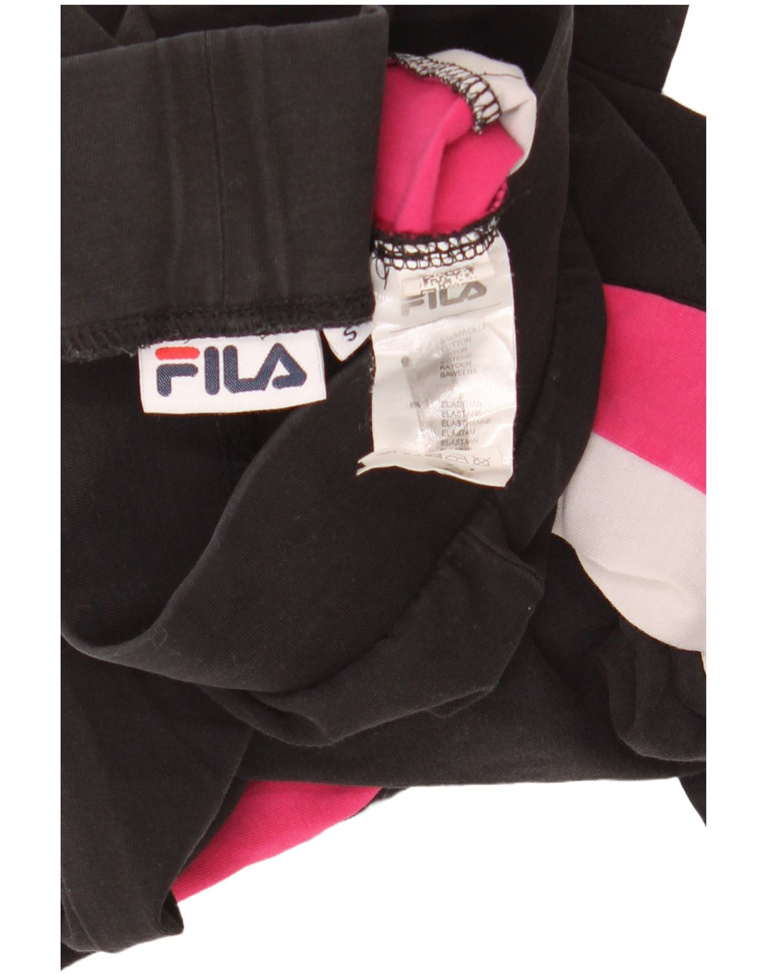 FILA Womens Leggings UK 8 Small  Black Colourblock Cotton
