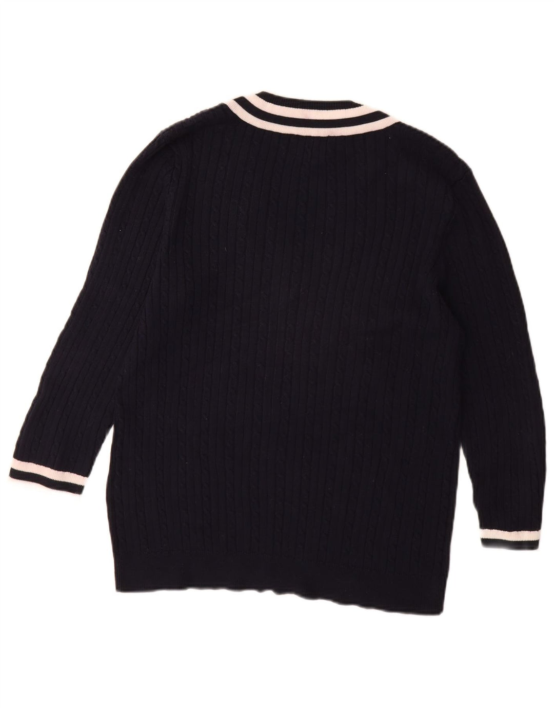 CHAPS Womens Classics 3/4 Sleeve V-Neck Jumper Sweater UK 18 XL Navy Blue