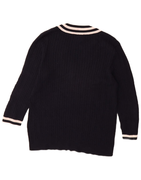 CHAPS Womens Classics 3/4 Sleeve V-Neck Jumper Sweater UK 18 XL Navy Blue