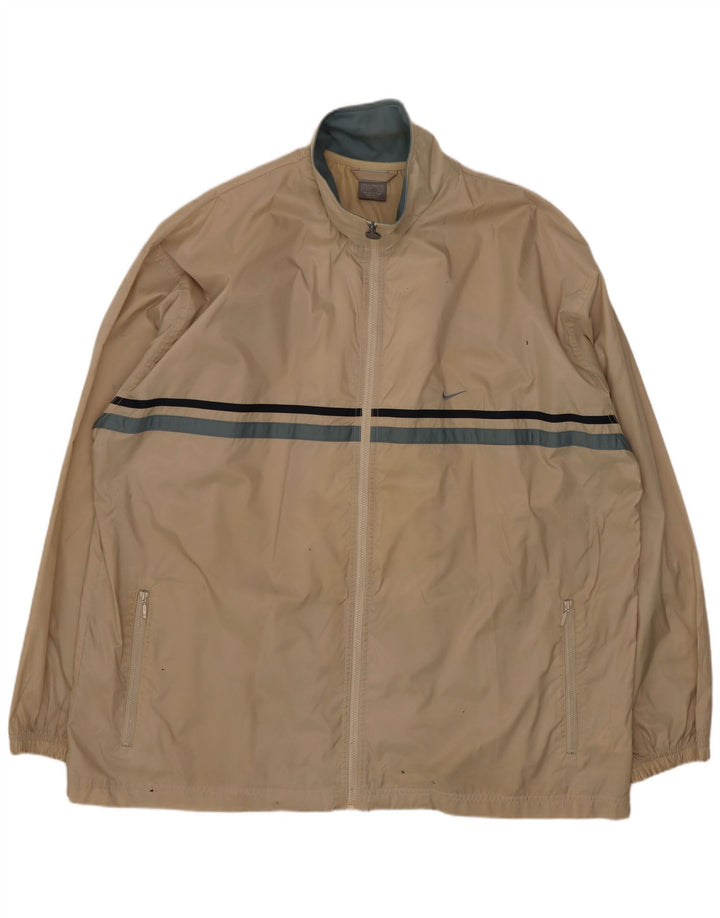 Nike Mens Tracksuit Top Jacket 2XL Beige Striped Polyester