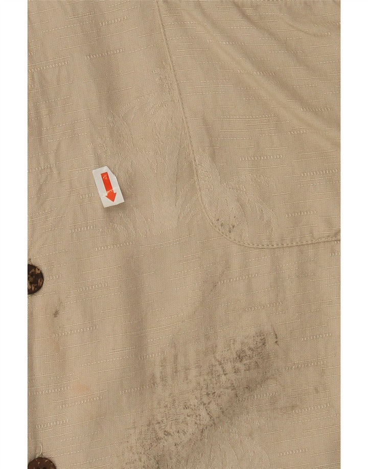 VINTAGE Mens Short Sleeve Shirt Large Beige Rayon