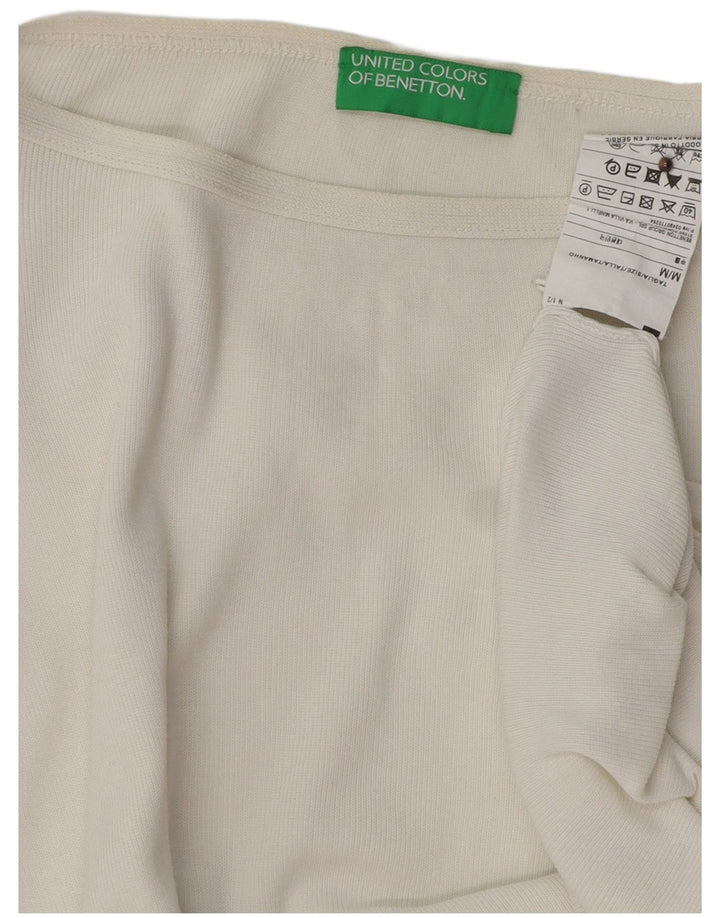 BENETTON Womens Oversized Boat Neck Jumper Sweater UK 14 Medium White