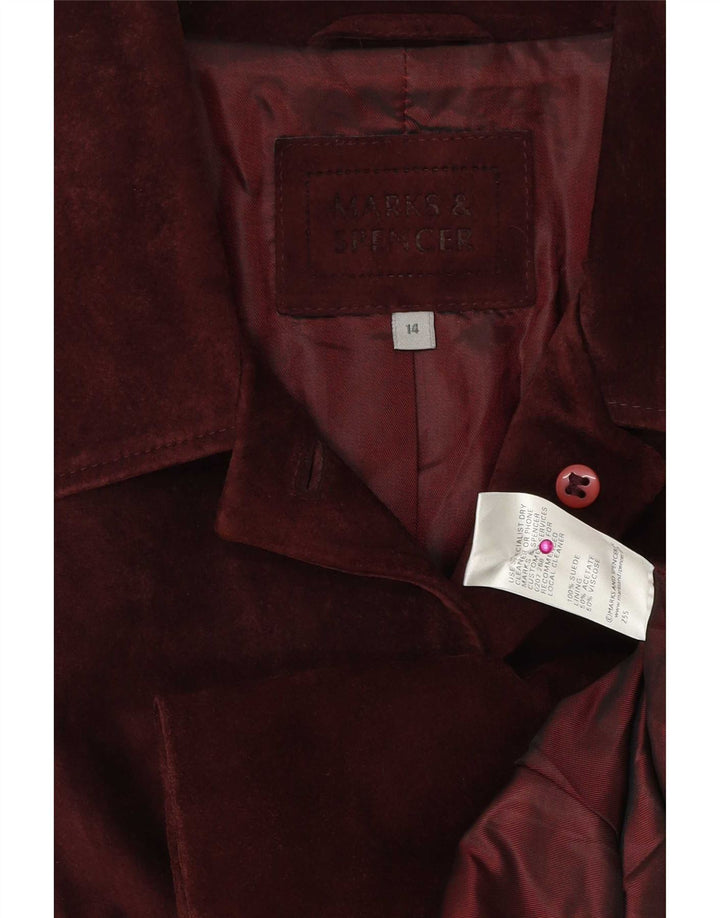 Marks & Spencer Womens 5 Button Blazer Jacket UK 14 Medium Burgundy