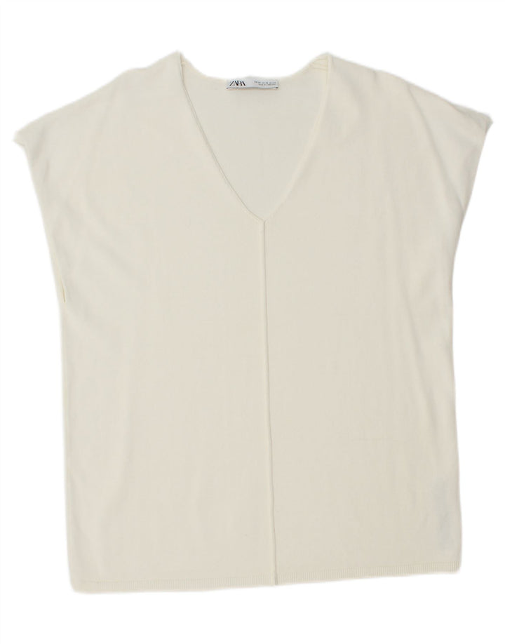 ZARA Womens Oversized Blouse Top UK 6 XS Off White Viscose Vintage Zara and Second-Hand Zara from Messina Hembry 