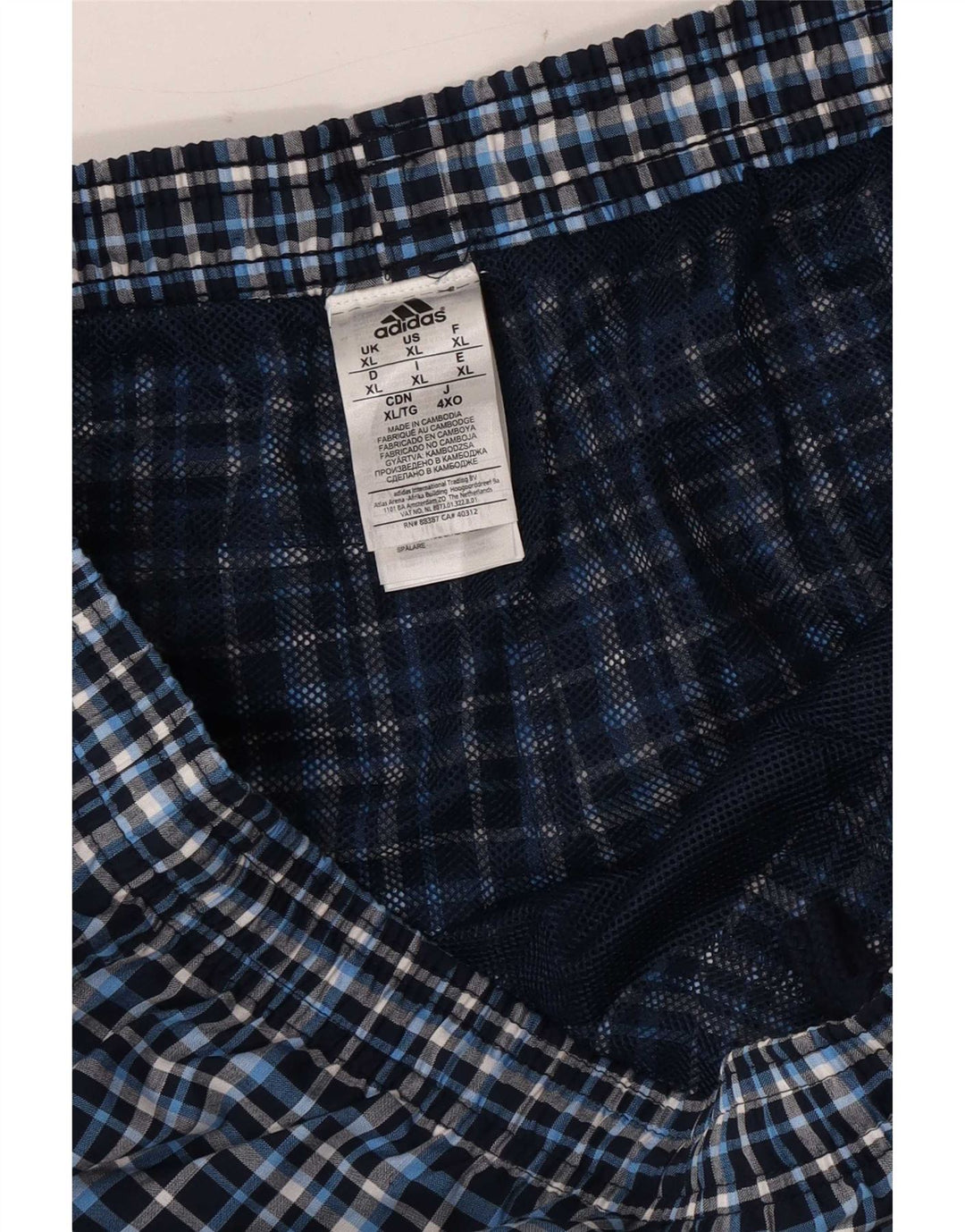Adidas Mens Swimming Shorts XL Blue Check Polyester