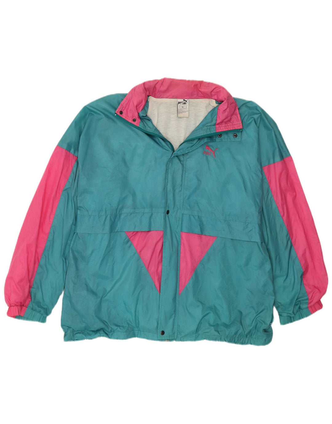 PUMA Mens Hooded Rain Jacket UK 42 XL Blue Colourblock Nylon