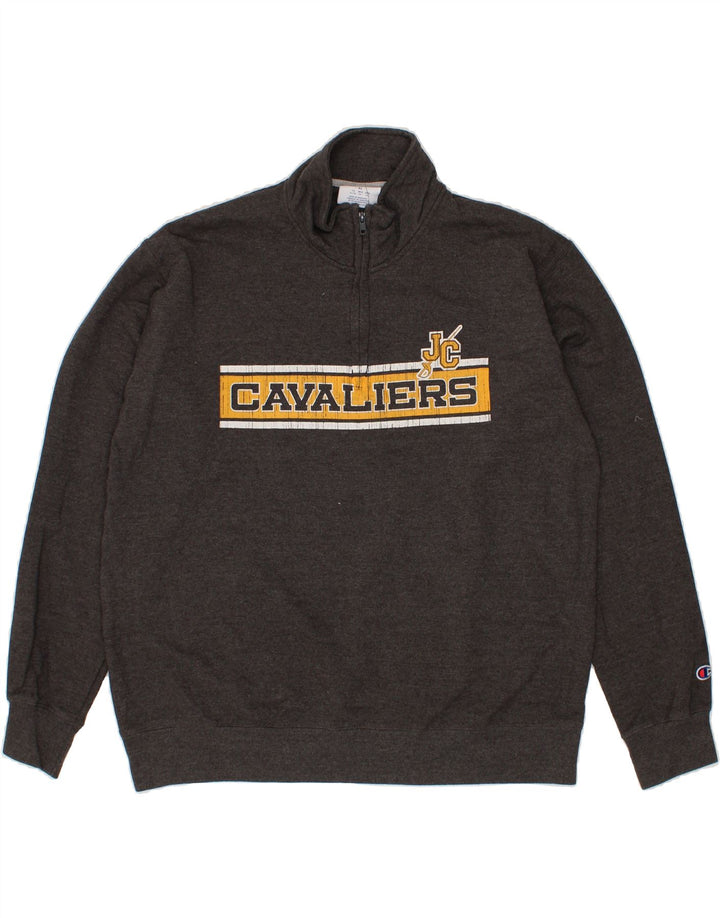 CHAMPION Mens Zip Neck Graphic Sweatshirt Jumper XL Grey Vintage Champion and Second-Hand Champion from Messina Hembry 