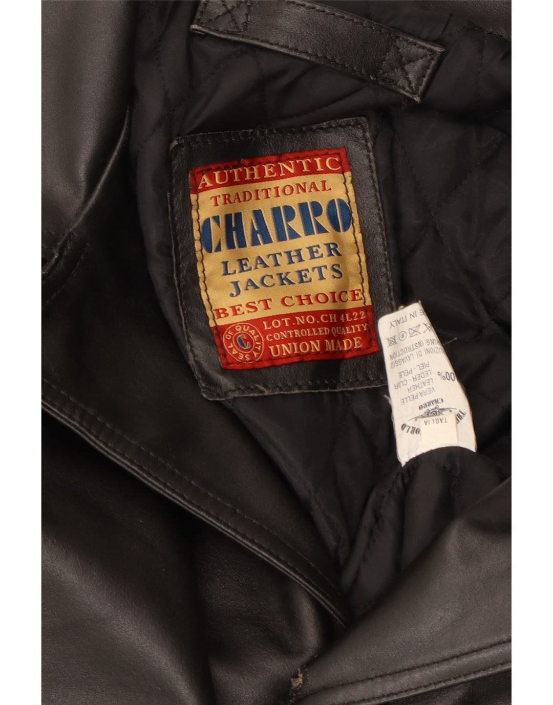 Charro Mens Leather Coat UK 42 XL Black Leather
