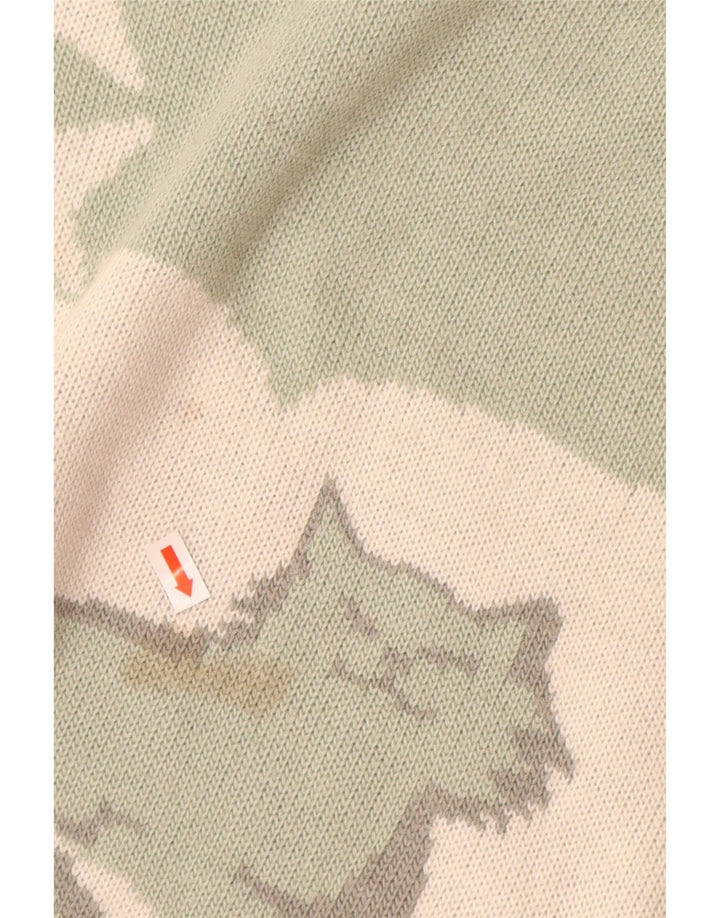 VINTAGE Womens Turtle Neck Jumper Sweater UK 16 Large Green Animal Print