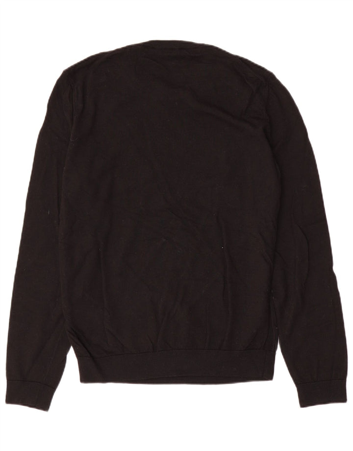 Hugo Boss Mens Crew Neck Jumper Sweater Medium Black Wool