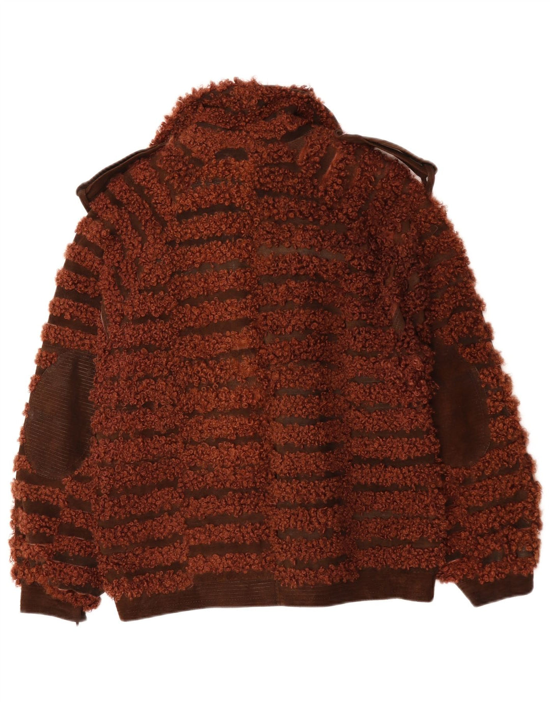 VINTAGE Womens Bomber Jacket UK 16 Large Brown Striped