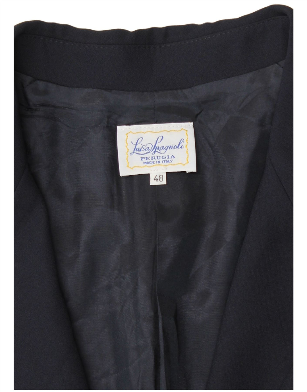 Luisa Spagnoli Womens 1 Button Blazer Jacket IT 48 XL Navy Blue Acetate