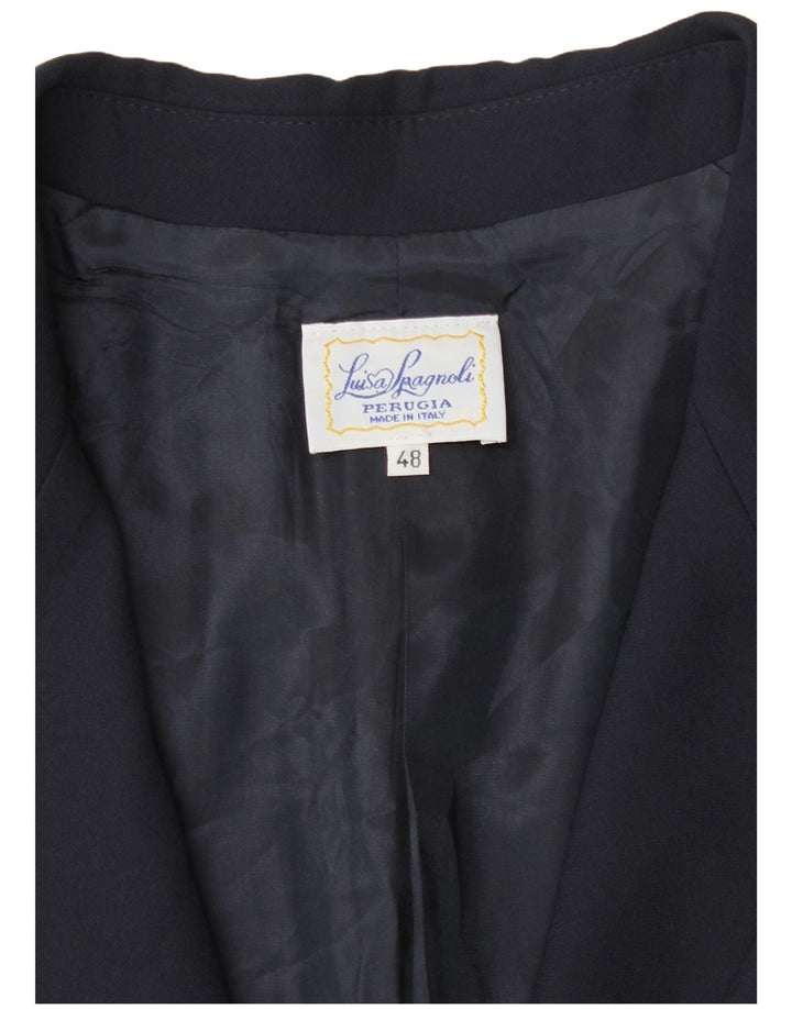 Luisa Spagnoli Womens 1 Button Blazer Jacket IT 48 XL Navy Blue Acetate