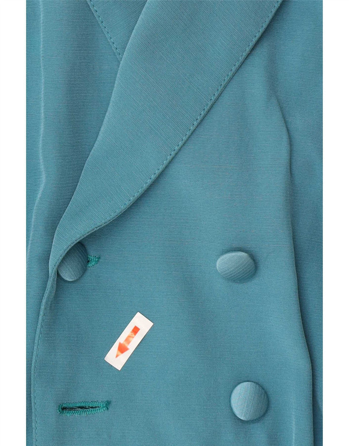 Vintage Womens Crop Double Breasted Blazer Jacket EU 34 XS Blue Polyester