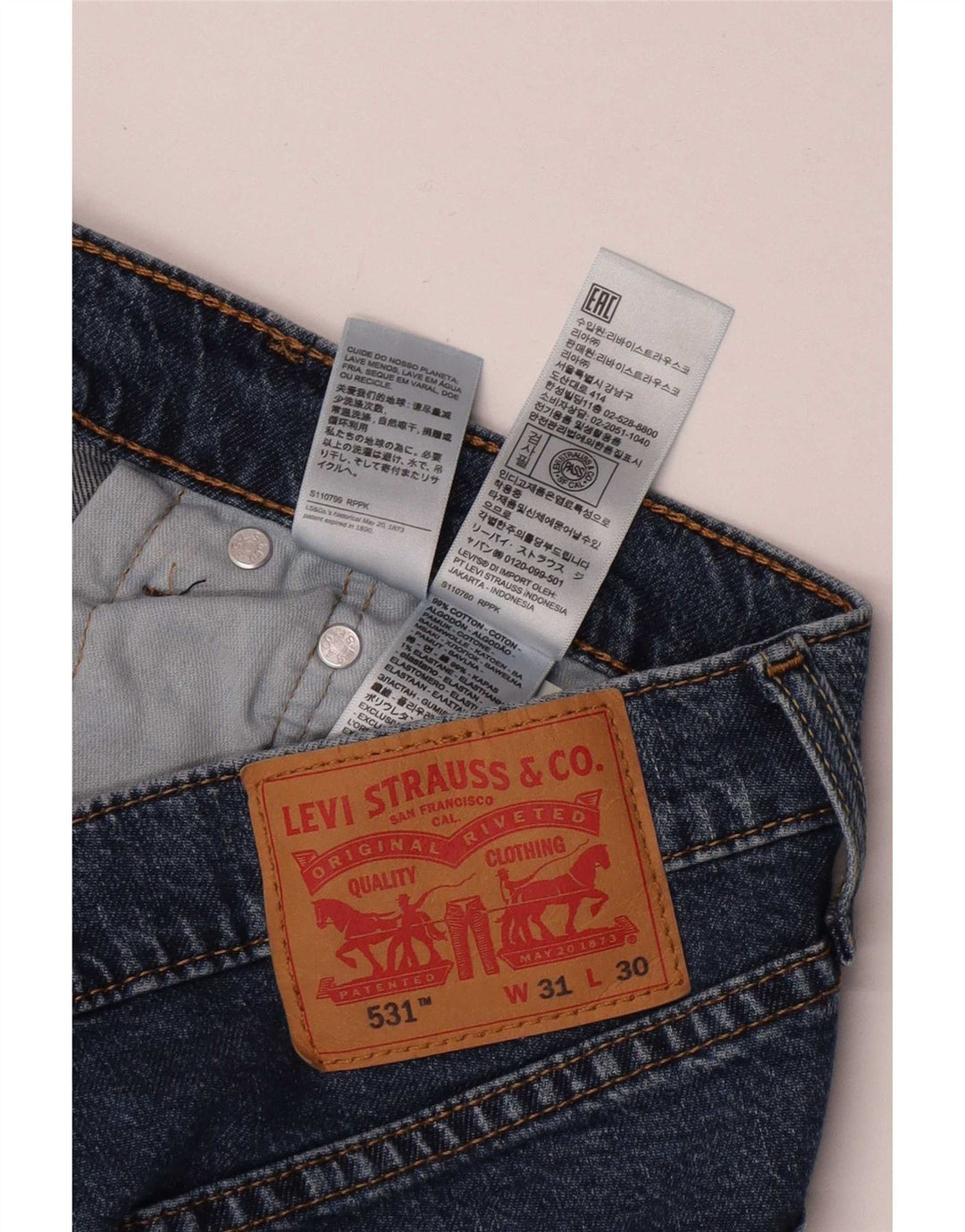 Levi's Mens 531 Slim Jeans W31 L30 Blue Cotton