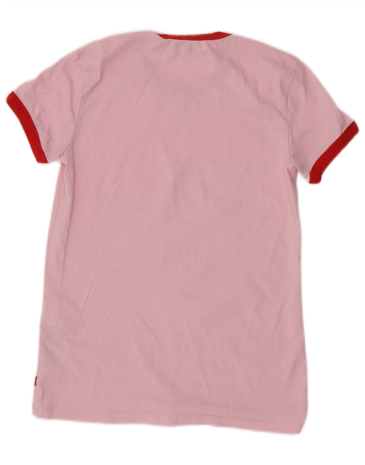 LEVI'S Womens Oversized Graphic T-Shirt Top UK 6 XS Pink Cotton