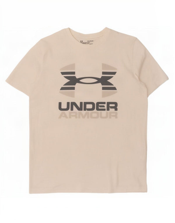 Under Armour Boys Graphic T-Shirt Top 13-14 Years XL Off White Sports