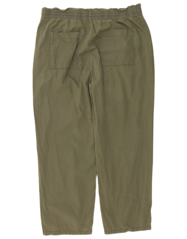 Marks & Spencer Womens High Waist Loose Fit Trousers UK 18 XL W38 L28 Khaki
