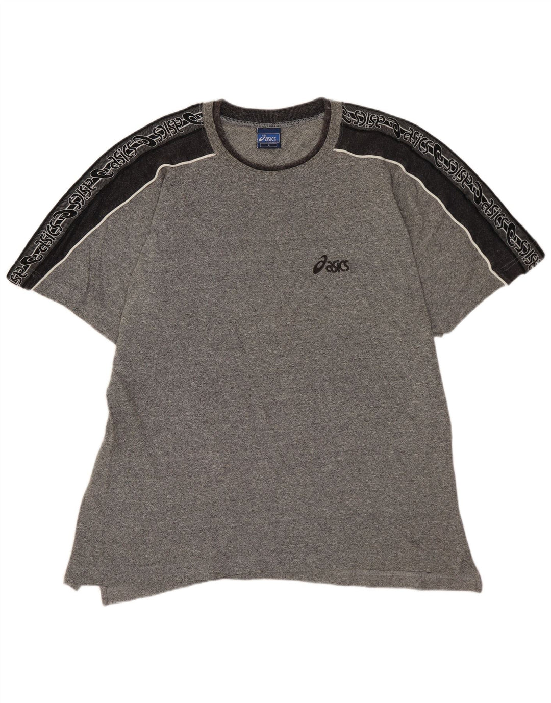 ASICS Mens Graphic T-Shirt Top Large Grey Colourblock Cotton