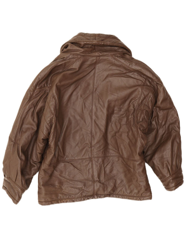 Carla Buti Womens Oversized Leather Jacket IT 46 Large Brown
