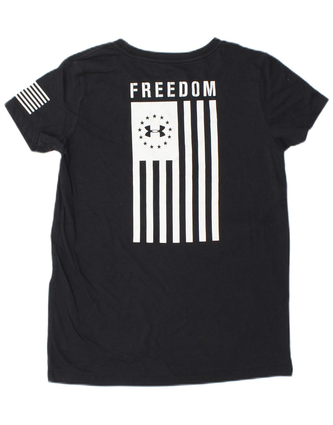 UNDER ARMOUR Womens Graphic T-Shirt Top UK 6 XS Black Striped