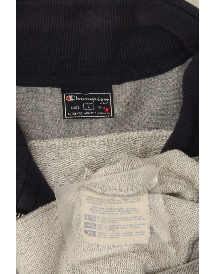 Champion Mens Tracksuit Top Jacket Large Grey Colourblock Cotton