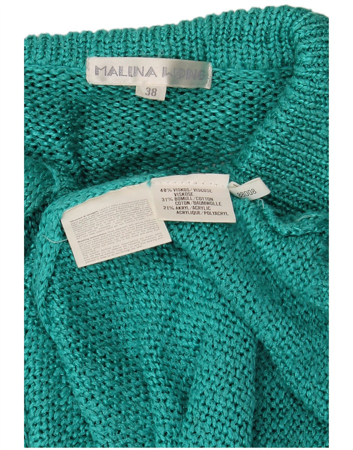MALINA WONG Womens Polo Neck Jumper Sweater EU 38 Medium Turquoise Viscose