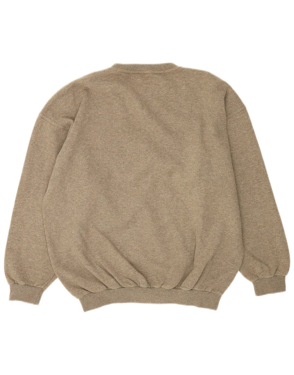 Vintage Mens Graphic Sweatshirt Jumper Large Grey Geometric Cotton
